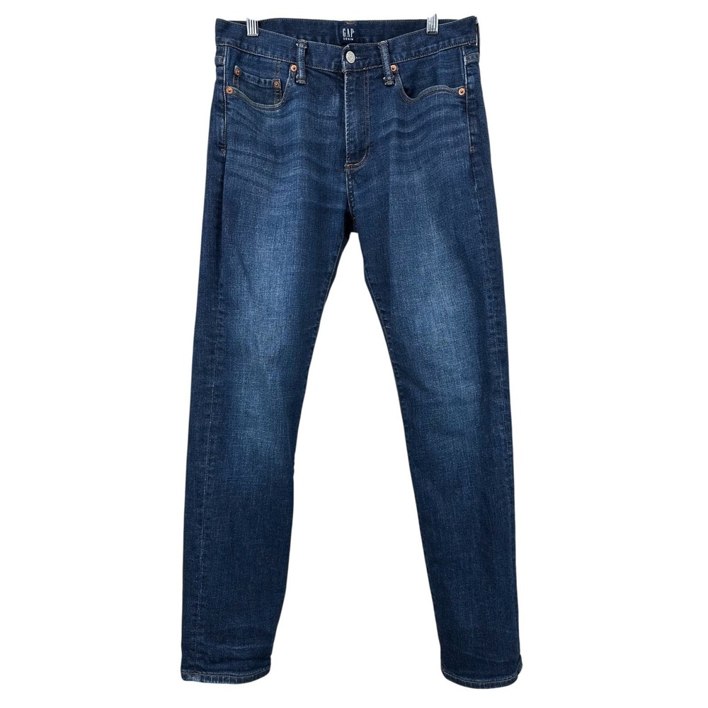 GAP DENIM 1969 Slim‎ Jeans Straight Stretch Worn Dark 5-Pocket Denim Men's 30x30